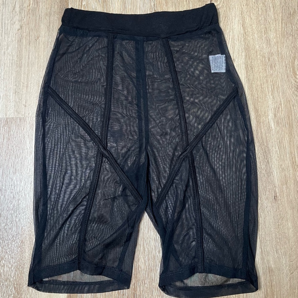 Black Sheer Biker Shorts